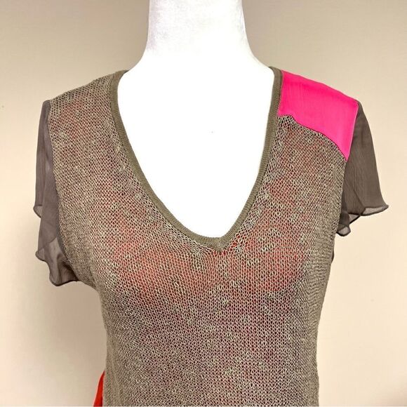 Curio linen blend color blocking top size M - Picture 2 of 7